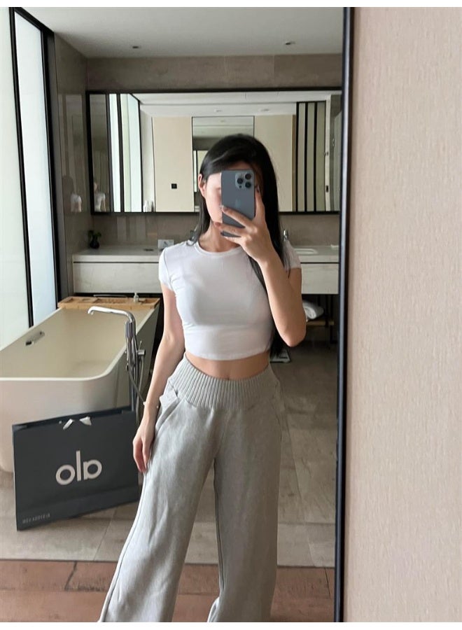 ألو يوغا سروال رياضي Alo بأكمام مصطنعة للخريف والشتاء، سميك ومباشر - Image 3