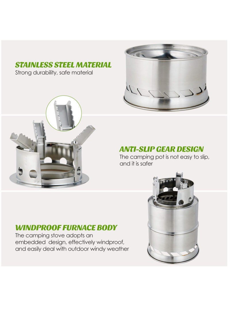Generic - Mini Portable Wood Burning Stove, Camping Stove Foldable Stainless Steel Backpacking Stove Camping Cookware Rocket Stove Solid stove for Camping Hiking Picnic Indoor Outdoor - Image 1