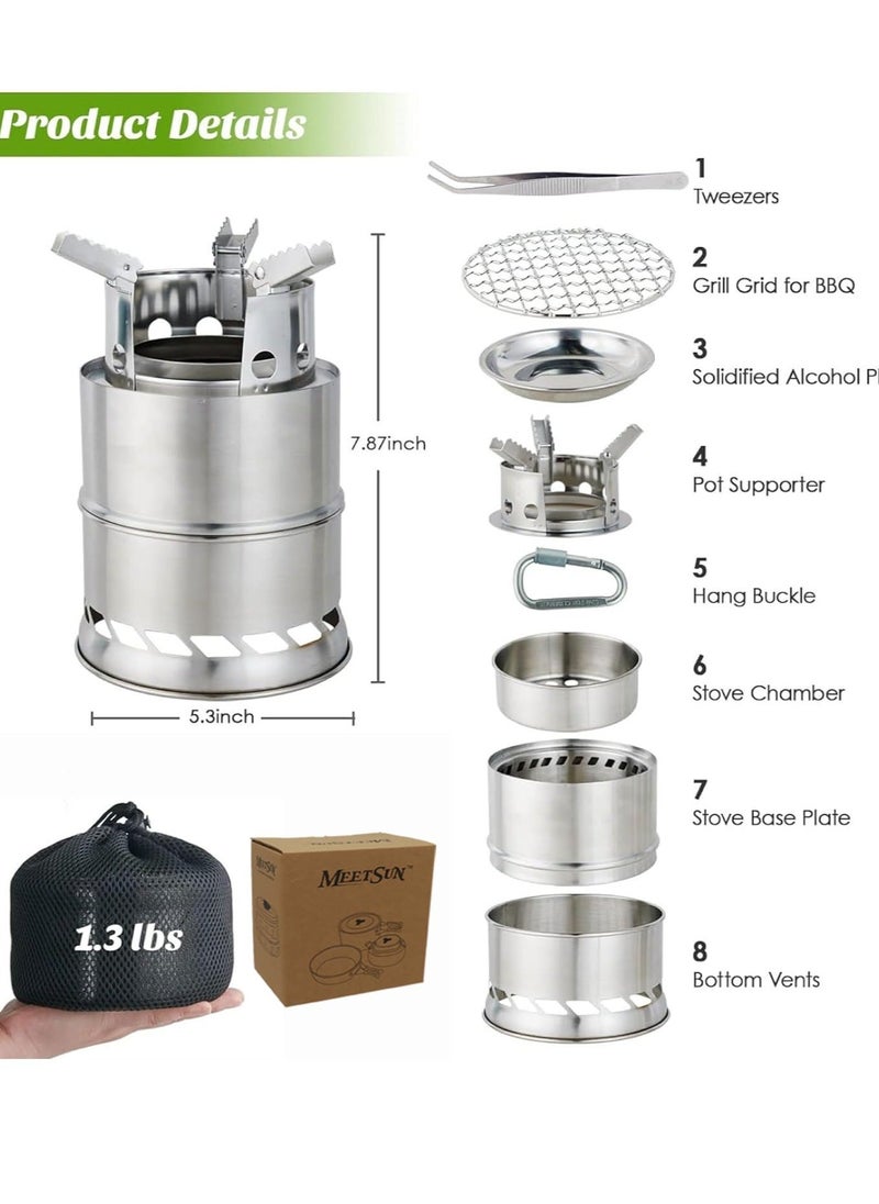 Generic - Mini Portable Wood Burning Stove, Camping Stove Foldable Stainless Steel Backpacking Stove Camping Cookware Rocket Stove Solid stove for Camping Hiking Picnic Indoor Outdoor - Image 1