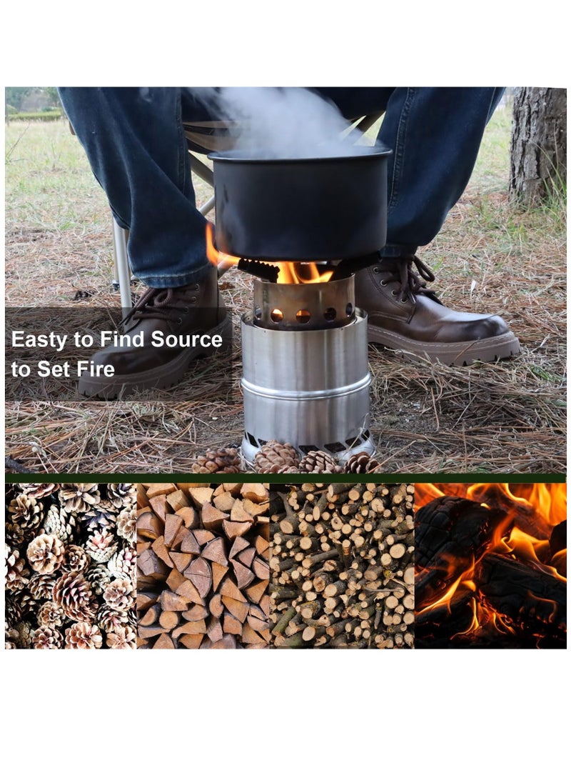 Generic - Mini Portable Wood Burning Stove, Camping Stove Foldable Stainless Steel Backpacking Stove Camping Cookware Rocket Stove Solid stove for Camping Hiking Picnic Indoor Outdoor - Image 1