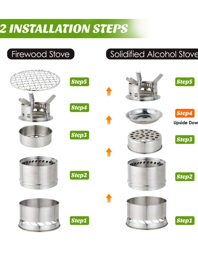 Generic - Mini Portable Wood Burning Stove, Camping Stove Foldable Stainless Steel Backpacking Stove Camping Cookware Rocket Stove Solid stove for Camping Hiking Picnic Indoor Outdoor - Image 1