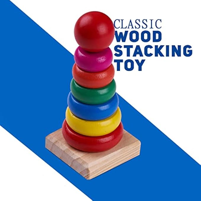 ألعاب الألغاز الخشبية القابلة للتكديس والبناء للأطفال والرضع، ألعاب التعشيق للتعلم المونتيسوري، ألعاب تعليمية للأطفال، ألعاب التكديس للنفق للأطفال من عمر 2 سنة فما فوق (حلقة قوس قزح خشبية) - Image 3