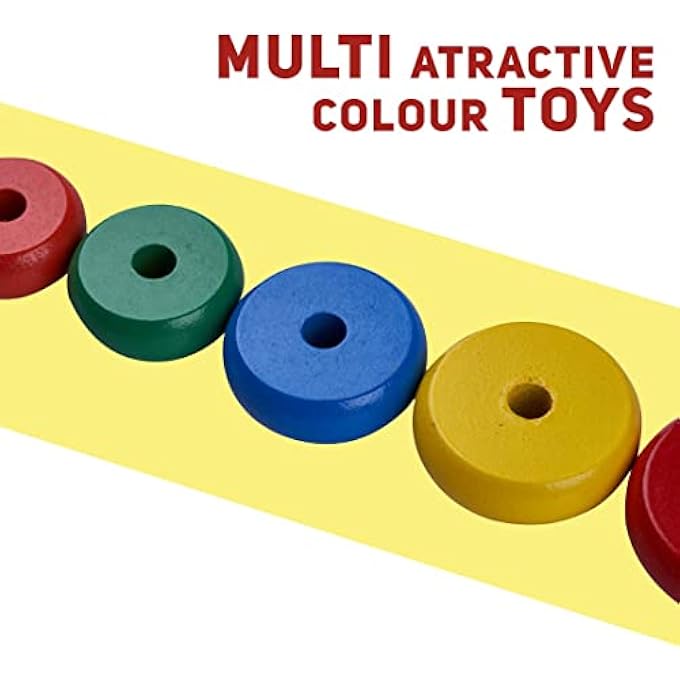 ألعاب الألغاز الخشبية القابلة للتكديس والبناء للأطفال والرضع، ألعاب التعشيق للتعلم المونتيسوري، ألعاب تعليمية للأطفال، ألعاب التكديس للنفق للأطفال من عمر 2 سنة فما فوق (حلقة قوس قزح خشبية) - Image 4