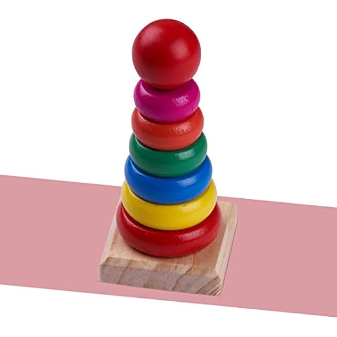 ألعاب الألغاز الخشبية القابلة للتكديس والبناء للأطفال والرضع، ألعاب التعشيق للتعلم المونتيسوري، ألعاب تعليمية للأطفال، ألعاب التكديس للنفق للأطفال من عمر 2 سنة فما فوق (حلقة قوس قزح خشبية) - Image 2
