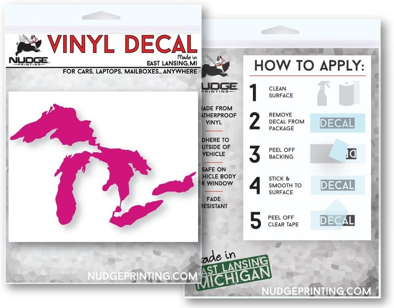 Nudge Printing Great Lakes Sticker Michigan Car Decal Premium Heavy-Duty Waterproof Vinyl for Bumpers, Windows, Laptops, Water Bottles or Coolers (Hot Pink, 4.75" Wide) - Image 5