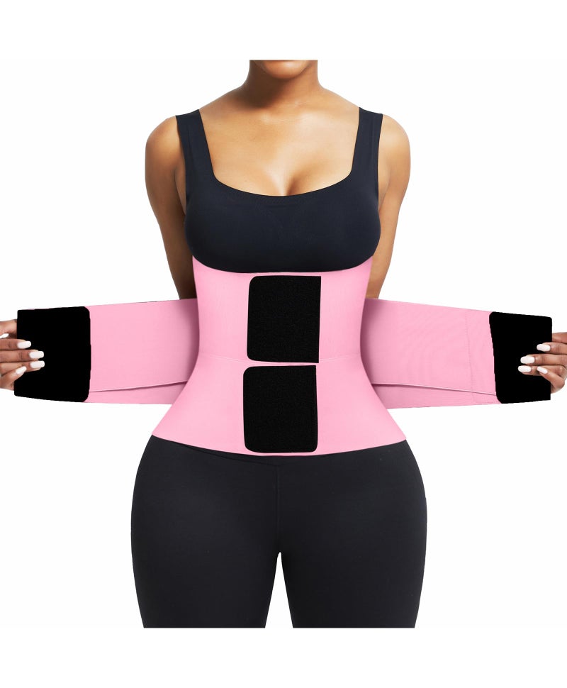 FeelinGirl Women Corset Workout Waist Trainer Belt Tummy Control Waist Cincher Sport Waist Trimmer Pink XL - Image 1