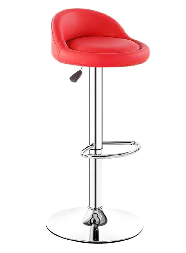 Golden Swivel Bar Stool Height Adjustable Bar Chair PU Leather Counter Barstools High Chairs Kitchen Island Chairs With Footrest for Home Office Cofe(Red) - Image 1