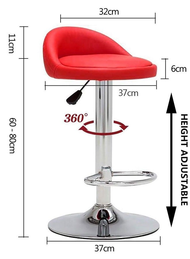 Golden Swivel Bar Stool Height Adjustable Bar Chair PU Leather Counter Barstools High Chairs Kitchen Island Chairs With Footrest for Home Office Cofe(Red) - Image 3