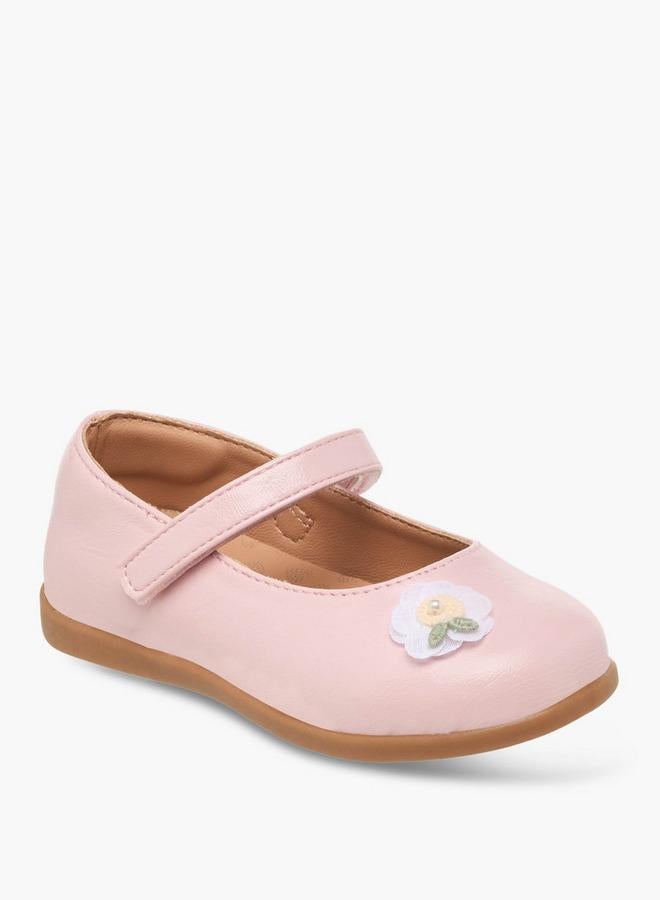 Barefeet Girls Floral Applique Hook and Loop Mary Jane Shoes - Image 2