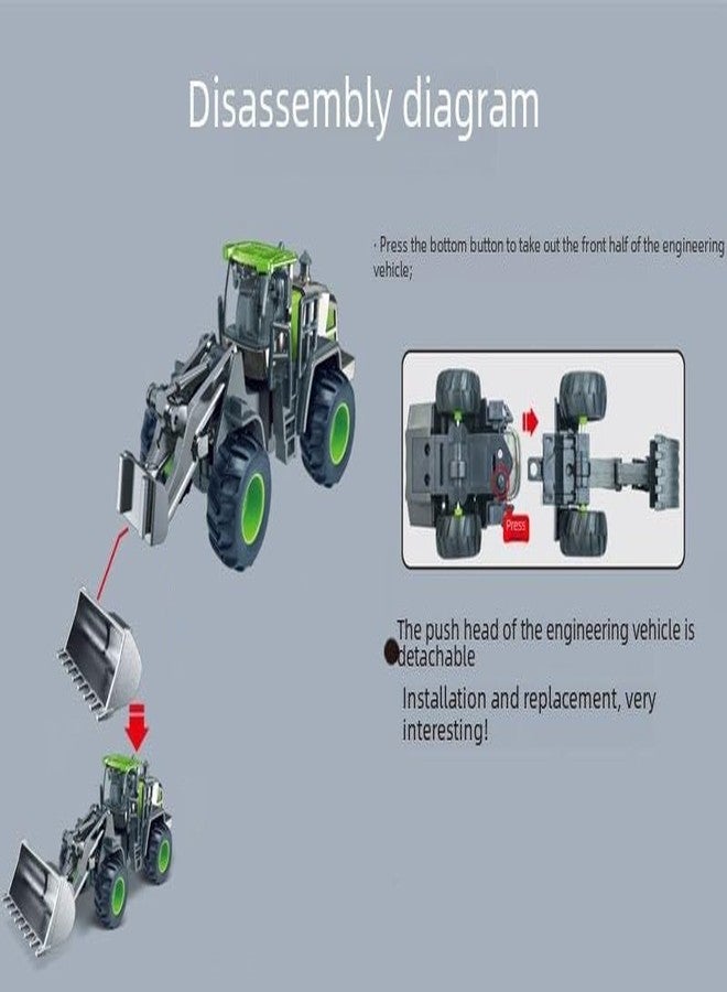 ISTOSY Unbreakable Alloy Head Engineering Vehicle Inertial Bulldozer for Kids Boys Friction Powered Excavator Construction Truck Toy Set with Realistic Shape Models - Image 3