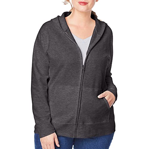 JUST MY SIZE womens Comfortsoft Ecosmart Fleece Full-zip Women's athletic hoodies, Slate Heather, 2X US - Image 4