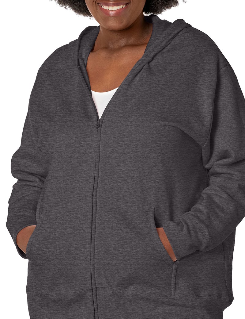 JUST MY SIZE womens Comfortsoft Ecosmart Fleece Full-zip Women's athletic hoodies, Slate Heather, 2X US - Image 3
