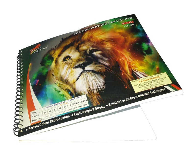 JUST RIDER "8x10" Premium Sketch Book, Spiral Binding Drawing Book 130 GSM 64 Pages Acid-Free Drawing Paper, Ideal for Kids, Teens & Adults - Image 2