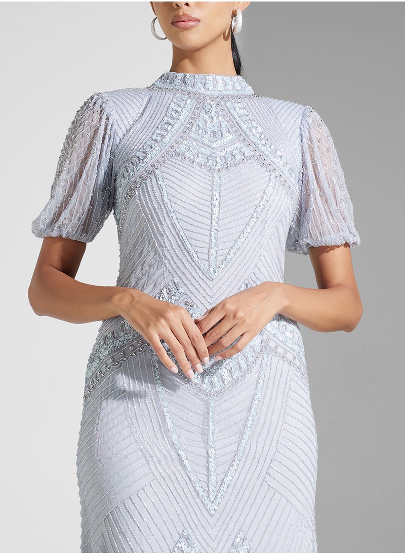 Amelia Rose Embellished Tiered Dress  - Image 3