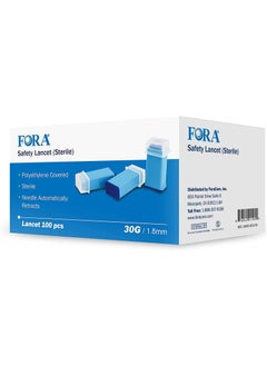 Fora FORA Sterile Safety Lancet, 1.8mm Depth, 30 Gauge, 100 Count, Diabetic Supplies for Blood Glucose Testing. No Lancing Device Needed 