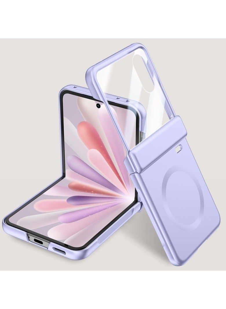 عام غلاف واقي مغناطيسي متوافق مع Honor Magic V Flip 2 [يشمل حامي شاشة مدمج] [يدعم الشحن اللاسلكي] غلاف واقي بملمس ساتان ناعم مقاوم للصدمات وصديق للبشرة.