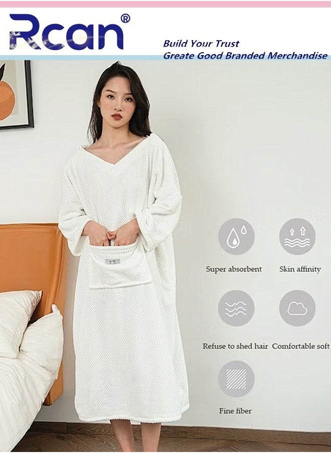 Rcan Women's Bathrobe Towel Hooded Shower Wrap Towel Dress Bathrobe Waffle Spa Towel Robes with Hood Quick Dry Lightweight Cover Up for Spa Bath and Gym Towel  - Image 1