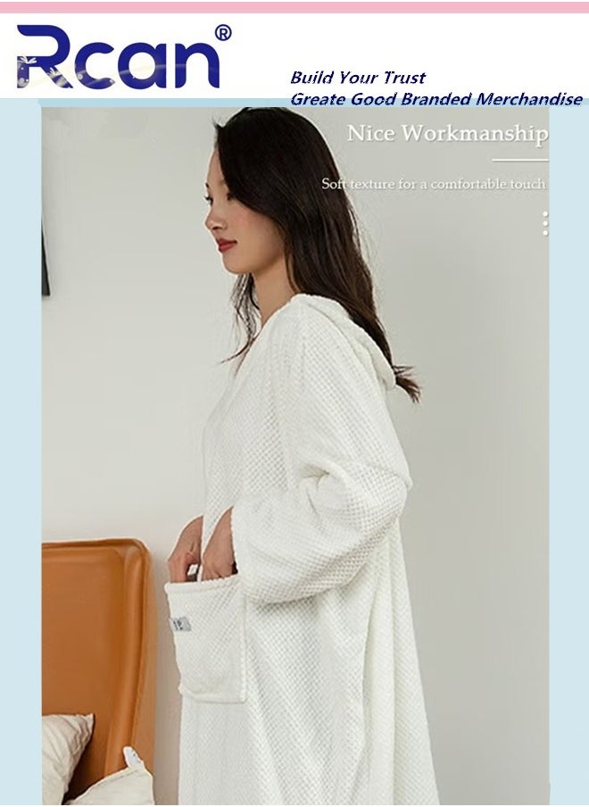 Rcan Women's Bathrobe Towel Hooded Shower Wrap Towel Dress Bathrobe Waffle Spa Towel Robes with Hood Quick Dry Lightweight Cover Up for Spa Bath and Gym Towel  - Image 2