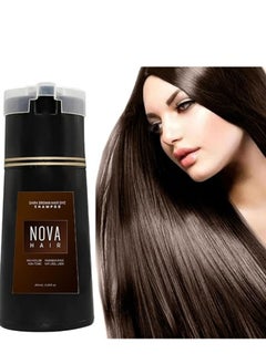 NOVA Nova Hair Dye Shampoo, NovaHair Hair Dye Shampoo 3 in 1, Nova Hair Instant Dye Shampoo, Hair Color for Gray Hair Coverage, Long Lasting Hair Color Shampoo for Women & Men 200ml (Dark Brown)  - Image 1