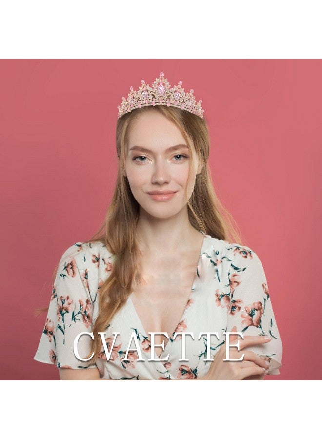 كافتي تاج CAVETEE للنساء، تيجان وتيجان للنساء، تاج الأميرة الوردي، تاج الملكة، عصابات رأس من الكريستال، إكسسوارات الشعر لحفلات الزفاف وأعياد الميلاد وحفلات التخرج - Image 3