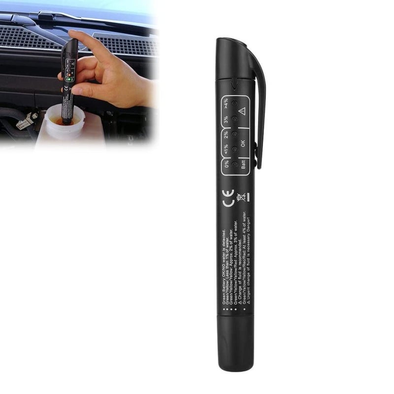 klarako Brake Liquid Tester Brake Fluid Liquid Tester Digital Brake Fluid Tester Oil Quality Check Pen Hydraulic Fluid Liquid Oil Moisture Analyzer Auto Brake Diagnostic Testing Tool With 5 LED Lights - Image 1