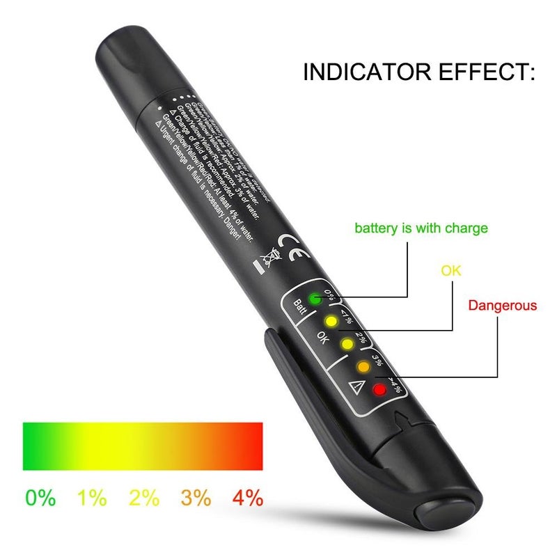 klarako Brake Liquid Tester Brake Fluid Liquid Tester Digital Brake Fluid Tester Oil Quality Check Pen Hydraulic Fluid Liquid Oil Moisture Analyzer Auto Brake Diagnostic Testing Tool With 5 LED Lights - Image 5