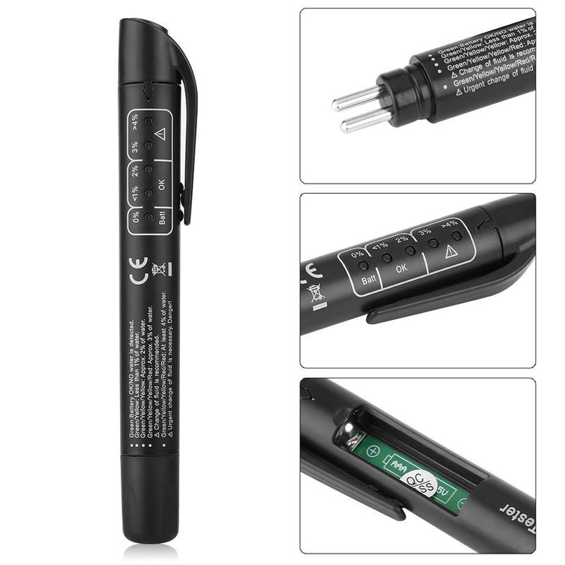 klarako Brake Liquid Tester Brake Fluid Liquid Tester Digital Brake Fluid Tester Oil Quality Check Pen Hydraulic Fluid Liquid Oil Moisture Analyzer Auto Brake Diagnostic Testing Tool With 5 LED Lights - Image 2