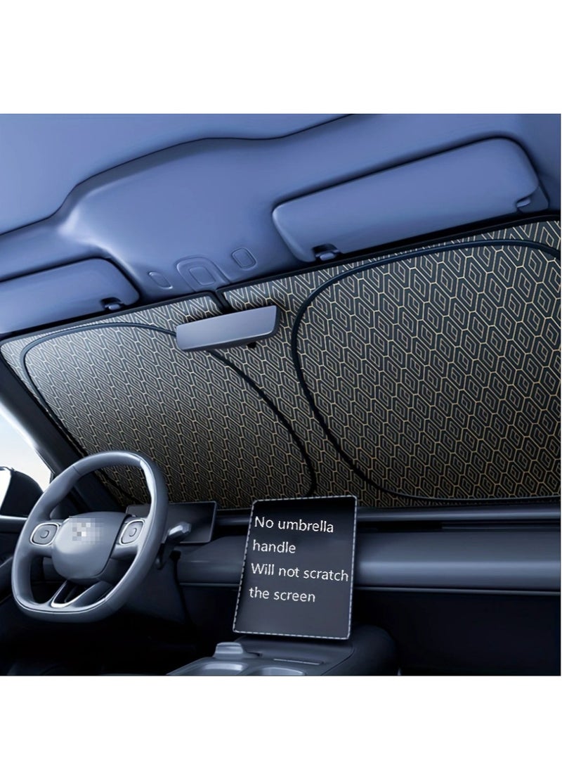 Generic 1pc Premium Titanium Silver Alloy Sunshade with Laser Reflection - Universal Fit, 4-Layer Physical Material, Strong UV Protection, Heat Insulation, and Light Blocking for Front Windshield and Windows, Blocks Harmful Rays and Keeps Your Vehicle Cool - Image 1