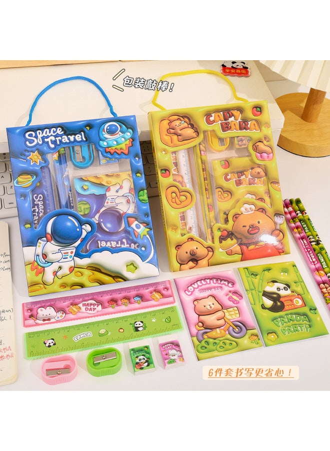 HELPS Children's Pencil Stationery Six-piece Cartoon Student High-value Six-in-one Learning Suit Gift For The Opening Season - Image 4