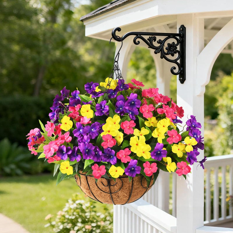 ZFProcess Artificial Impatiens Flowers for Outdoors, 6 Bundles Multicolor Silk Fake Flowers for Spring Summer Decoration, UV Resistant Faux Plants Plastic Bouquet for Home Planter Porch Patio Yard Decor - Image 5