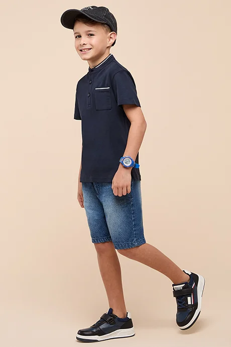 R&B Faded Denim Shorts with Drawstring Waist