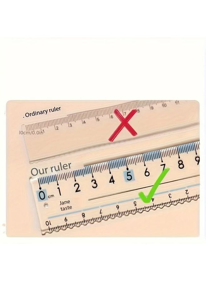 Blue Ruler Set 4Pcs with Angle Triangle Ruler Anti Myopic Scale for Students - Image 4