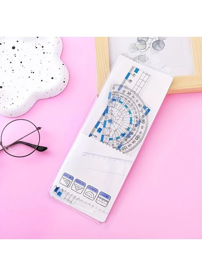 Blue Ruler Set 4Pcs with Angle Triangle Ruler Anti Myopic Scale for Students - Image 1