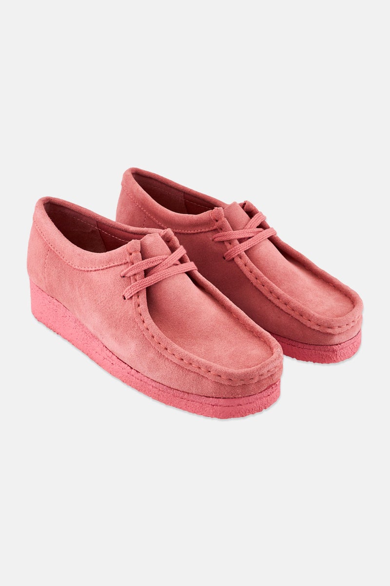 clarks Women Standard Wallabee Lace Up Suede Casual Shoes, Bright Pink  - Image 1