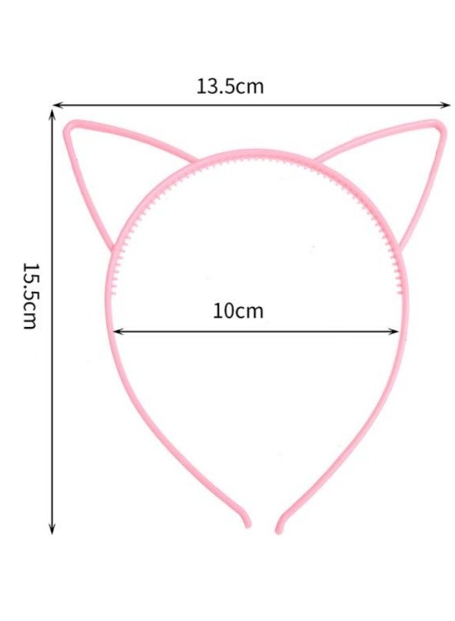 Generic Cat Ear Headband Plastic Cat Hairband Cat Bow Hairbands Makeup Party Headwear for Women Girls  - Image 3