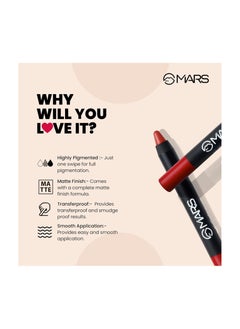 Mars MARS Long Lasting Crayon Lipstick up to 12 Hours Stay | Matte Finish | Waterproof | Won't Smudge Won't Budge Lip Crayon (3.5 gm) 13-Brave  - Image 3