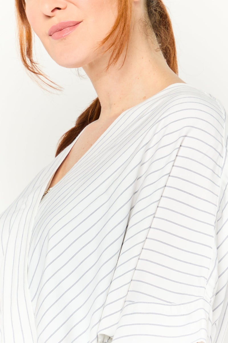 Lauren by Ralph Lauren Women Stripe Short Sleeve Playsuits, White  - Image 3