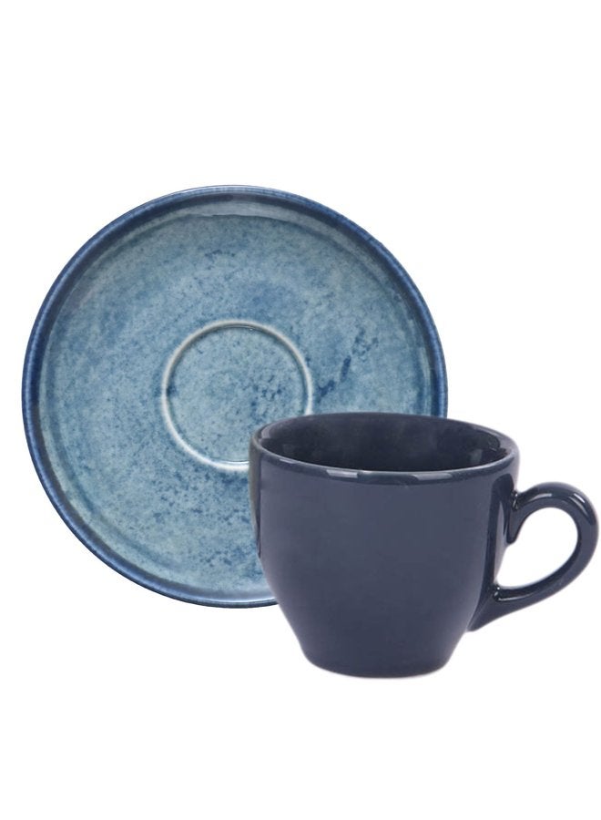 Kutahya Coffee Cup 100 ML & Saucer 12 CM Blue Stone Decorated - Image 1