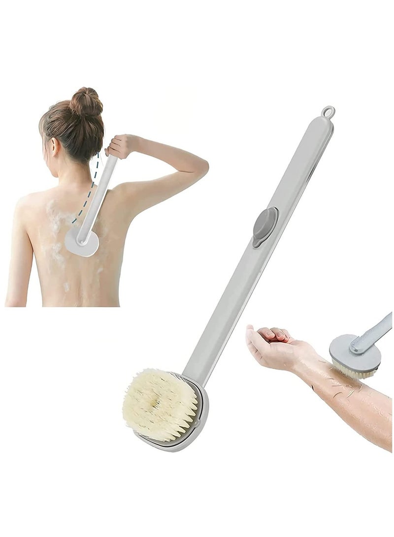 Long Handle Bath Massage Cleaning Brush with Soap Dispenser, Body Back Scrubber Storable Wash, Exfoliating Brush, - Image 1