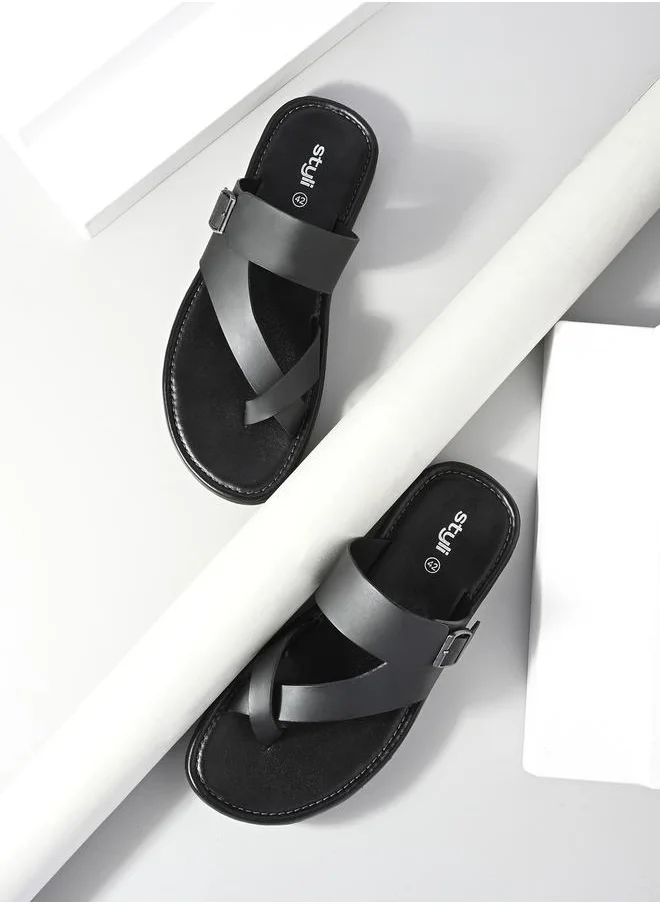 ستايلي Open Toe Buckle Detail Thin Band Sandals
