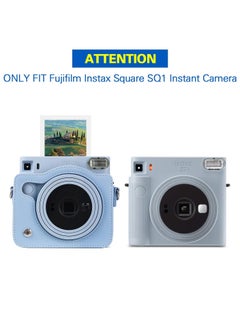 Y&D Square SQ1 Case - Protective for Fujifilm Instax Instant Camera PU Leather Cover with Adjustable Shoulder Strap Blue  - Image 2