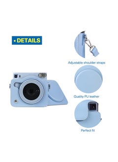 Y&D Square SQ1 Case - Protective for Fujifilm Instax Instant Camera PU Leather Cover with Adjustable Shoulder Strap Blue  - Image 4