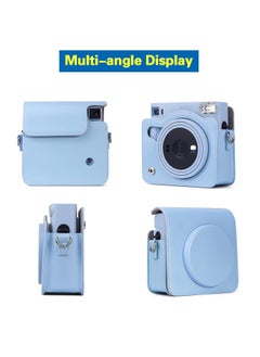 Y&D Square SQ1 Case - Protective for Fujifilm Instax Instant Camera PU Leather Cover with Adjustable Shoulder Strap Blue  - Image 3