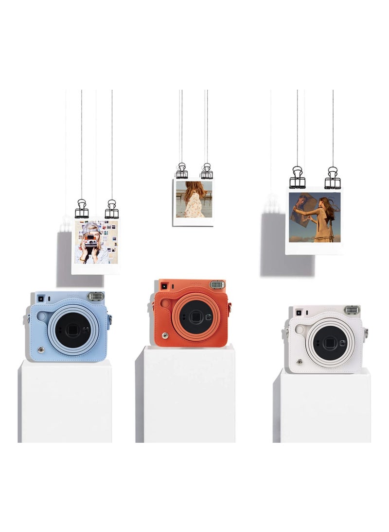Y&D - Square SQ1 Case - Protective for Fujifilm Instax Instant Camera PU Leather Cover with Adjustable Shoulder Strap Blue - Image 1