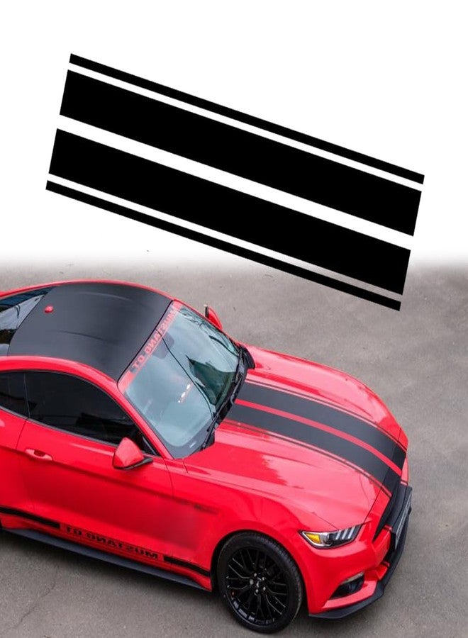 Leasinder Car Hood Stripe Sticker Universal Auto Racing Stripes Body Side Decal Vinyl Stripe Sticker Accessories Modified Decoration for Car Vehicles (Black, 63 * 11'') - Image 1