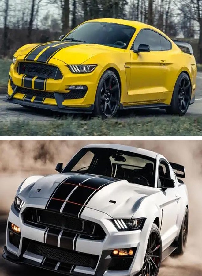 Leasinder Car Hood Stripe Sticker Universal Auto Racing Stripes Body Side Decal Vinyl Stripe Sticker Accessories Modified Decoration for Car Vehicles (Black, 63 * 11'') - Image 3