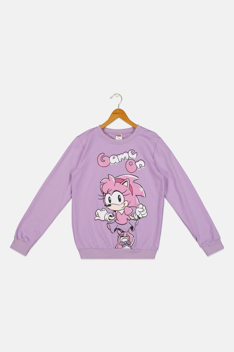 SONIC Kids Girl Graphic Print Long Sleeve Sweatshirt, Purple - Image 2