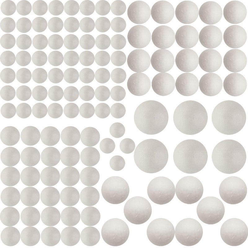 126 Pack Craft Foam Balls 5 Sizes Including 124 Inches White Polystyrene Smooth Round Balls Foam Balls for Arts and Crafts DIY Craft for Home Supplies School Craft Project and Holiday Party