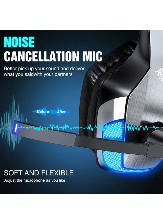 BENGOO - V-4 Gaming Headset for Xbox Series X|S, Xbox One, PS5, PC, Mac, Nintendo Switch, Noise Cancelling Over Ear Headphones with Mic, LED Light, 7.1 Surround Sound, Soft Memory Earmuffs, 3.5mm - Image 1