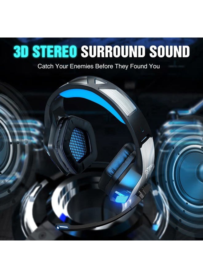 BENGOO - V-4 Gaming Headset for Xbox Series X|S, Xbox One, PS5, PC, Mac, Nintendo Switch, Noise Cancelling Over Ear Headphones with Mic, LED Light, 7.1 Surround Sound, Soft Memory Earmuffs, 3.5mm - Image 1